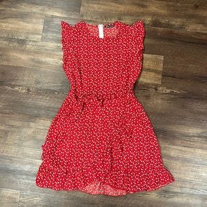 Red Ruffle Heart Dress; brand new